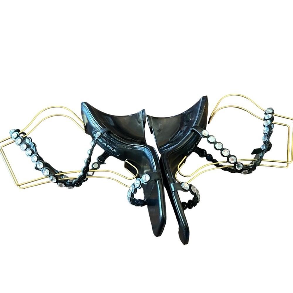 Jessica Rich Diamond Wedge Leather Strappy Embellished Heels NEW EU 38/US 8 - Picture 7 of 9